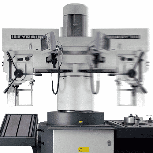 Schnellradialbohrmaschine in Bewegung